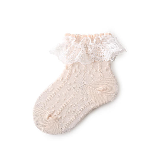 【3双装】春夏新款网眼宝宝袜子女童公主袜薄款婴幼儿童精梳棉大花边袜 商品图5