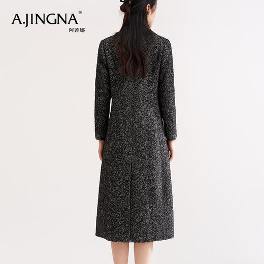 【特价不退换】阿菁娜英伦风格通勤黑色中长款大衣外套 A26D111007 商品图1