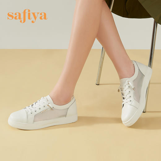 Safiya/索菲娅 春夏一脚蹬2023年春季新款网面透气平底百搭休闲鞋 SF31112059 商品图6
