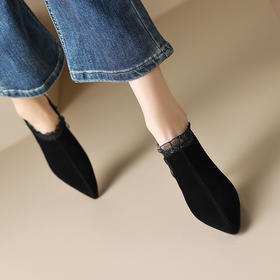 经典基础款，早春高跟深口防水台单鞋蕾丝花边裸靴DB-M5572