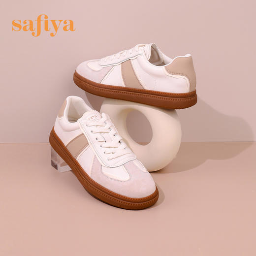 Safiya/索菲娅 新潮拼色2023年春季新款百搭休闲复古软底德训鞋 SF31112416 商品图1
