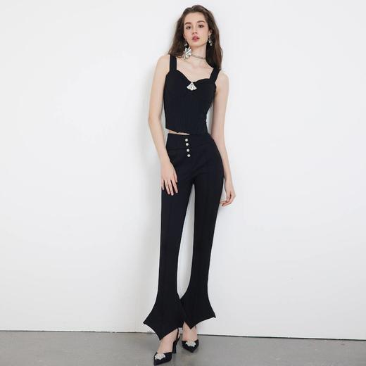 【孤品样衣，不退不换】【鸭掌裤】精致钻扣 大长腿高腰马蹄裤&吊带 商品图3