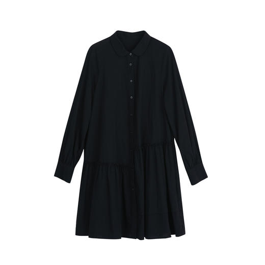 谜底A字型连衣裙2023春季新款简约纯色宽松中长裙长袖女231ML0102 商品图4