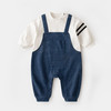婴儿哈衣宝宝休闲牛仔背带假两件拼接连体衣洋气春装新生儿爬 商品缩略图0