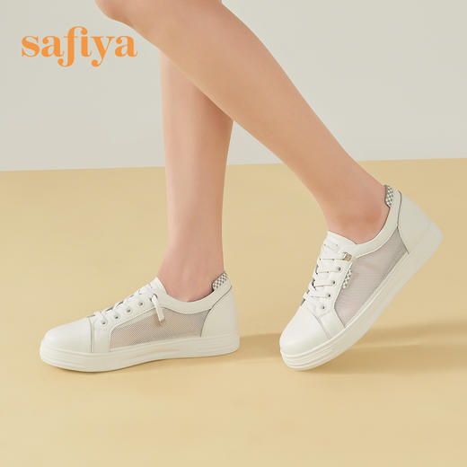 Safiya/索菲娅 春夏一脚蹬2023年春季新款网面透气平底百搭休闲鞋 SF31112059 商品图8