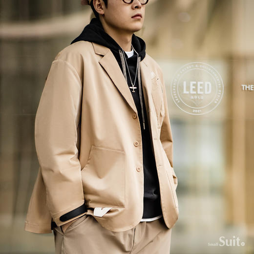 工装优选 美式休闲平驳领小西装夹克多口袋机能宽松西服外套男春 商品图3