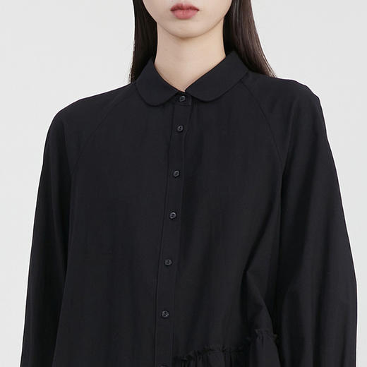 谜底A字型连衣裙2023春季新款简约纯色宽松中长裙长袖女231ML0102 商品图3