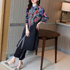AHM-mds7043高弹显瘦褶皱套装2023春季新款衬衫领印花褶皱连衣裙 商品缩略图0