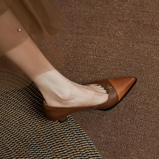 优雅简约，头层小牛皮复古轻奢浅口单鞋PS1252 商品图6