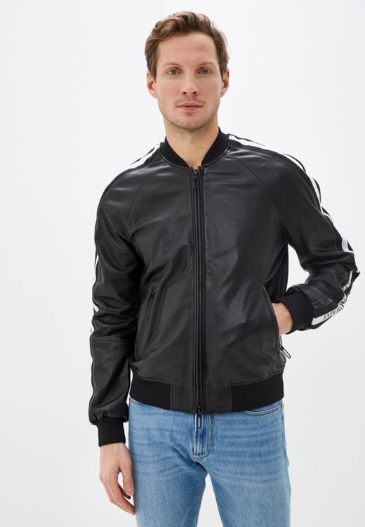 【超惠秒】Emporio Armani 男士拉链开合侧面双筋条EA logo 羊皮皮衣外套 98900 商品图1