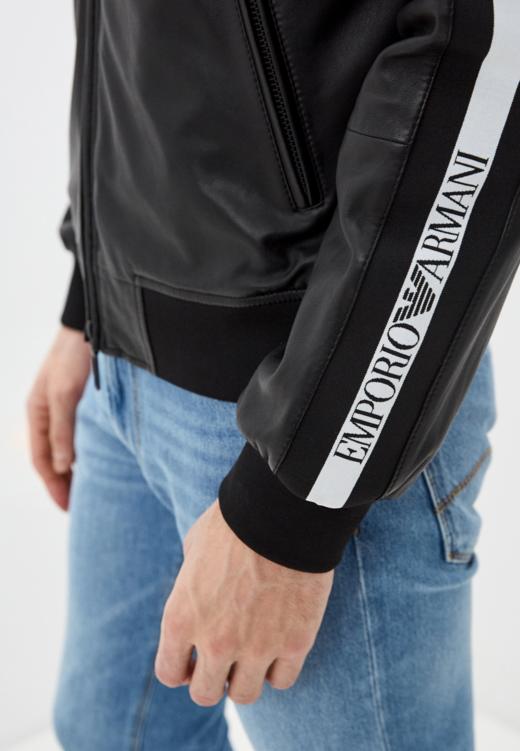 【超惠秒】Emporio Armani 男士拉链开合侧面双筋条EA logo 羊皮皮衣外套 98900 商品图3