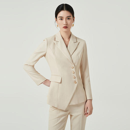 IWY/杏色职业西装套装女高端定制面试套裤韩版不规则设计感西服两件套CP10407 商品图3