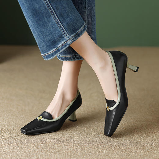 舒适百搭，拼色优雅女人味高跟鞋DP-9452 商品图1