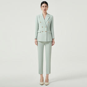 IWY/绿色职业装西装套装女春秋高端定制西服小外套韩版修身正装两件套CP11385