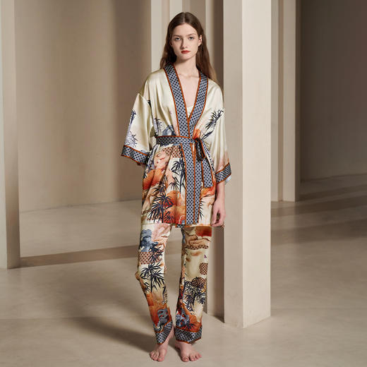Solo seta22姆米重磅真丝睡衣套桑蚕丝睡袍家居服高级感定位印花 商品图1