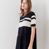 【100%羊毛连衣裙】23年春夏新品女士中长款条纹短袖针织连衣裙 商品缩略图2