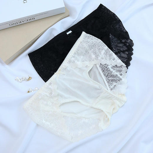 TG-TG01S133春夏真丝内裤女 蕾丝性感三角内裤透气舒适包臀中腰短裤 商品图2
