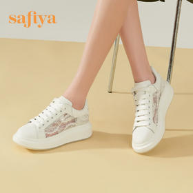 Safiya/索菲娅 春夏蕾丝网面2023年春季新款透气增高厚底休闲板鞋 SF31112016