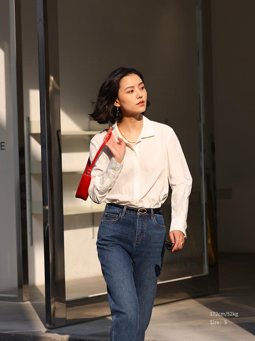 HeyDress法式方领衬衫女春季宽松显瘦肌理设计感休闲百搭上衣 商品图2