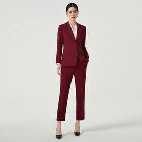 IWY/酒红色一粒扣小西装外套女士高级感大气职业装高端定制西服套装女CP11359