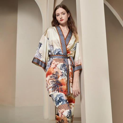 Solo seta22姆米重磅真丝睡衣套桑蚕丝睡袍家居服高级感定位印花 商品图3