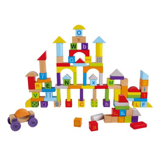 Hape100粒双面字母数字积木桶木质拼装创意宝宝早教儿童益智玩具 商品图6