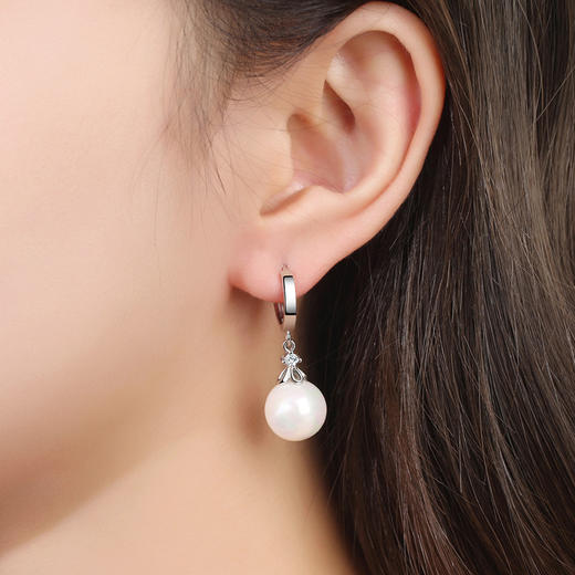 SWZH-EH725新款复古花朵耳环时尚镶钻花瓣珍珠耳坠长款时尚通勤耳饰 商品图3