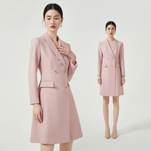IWY/粉色西装连衣裙女春秋气质通勤职场女装中长款艺考主持人演讲裙子Q768 商品图0