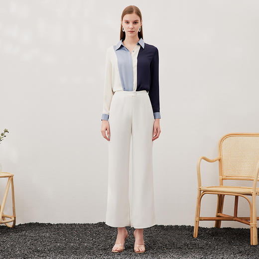 EITIE爱特爱春季新款气质洋气撞色拼接收衬衫6909614 商品图3