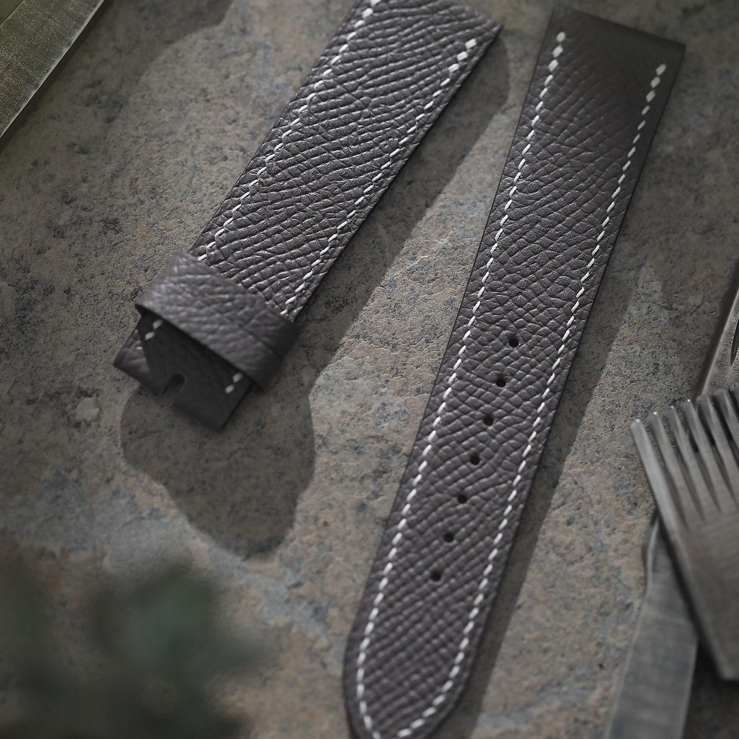 芯选手工表带 Epsom皮 锡器灰