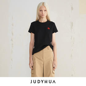 JUDYHUA 植绒小红唇设计T恤