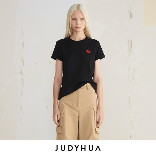 JUDYHUA 植绒小红唇设计T恤 商品图0