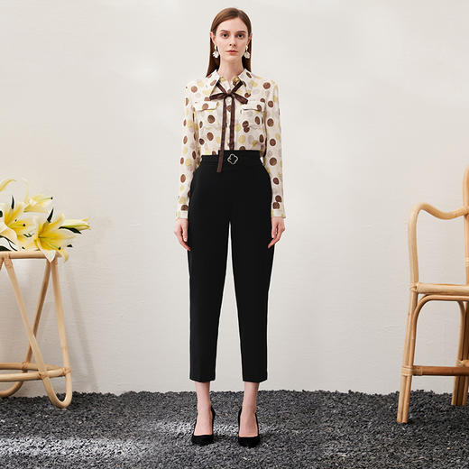 EITIE爱特爱春季新款气质显瘦通勤百搭小设计裤女裤6905606 商品图1