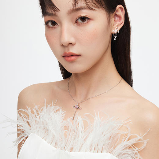 卡蒂罗天使之翼/丘比特之心项链女纯银轻奢小众饰品爱心锁骨毛衣链送女友礼物 商品图1