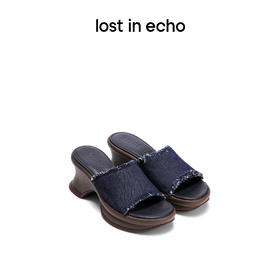lost in echo设计师品牌一片式厚底水台凉拖牛仔百搭舒适拖鞋潮女