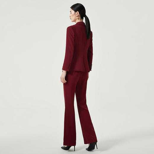 IWY/酒红色西装套装女高定轻奢气质宴会礼服正装西服喇叭阔腿裤两件套CP11358 商品图3