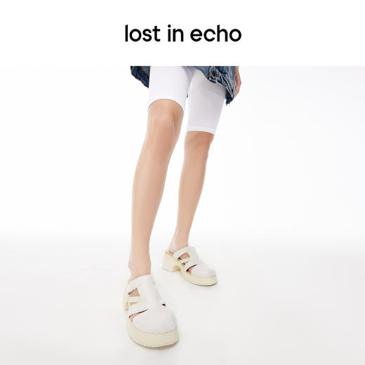 [断码]lost in echo设计师品牌时尚厚底镂空双层马毛百搭舒适穆勒拖鞋女 商品图4
