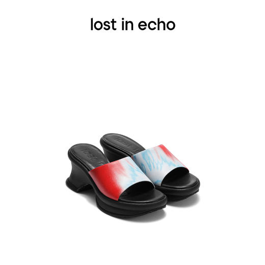 【下架】lost in echo 2023春季新款一片式厚底水台凉拖扎染印花拖鞋 商品图0