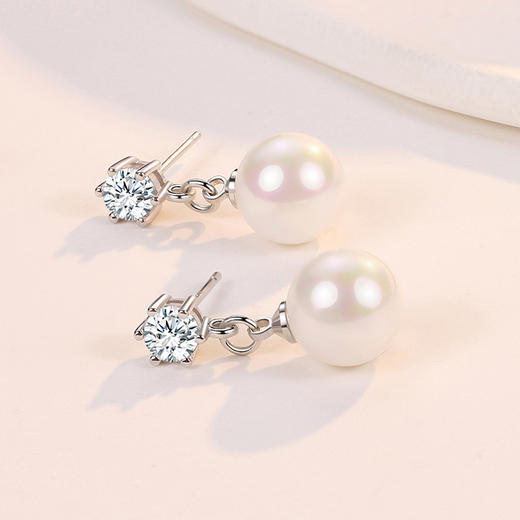 SWZH-ED160六钻镶钻耳钉珍珠耳环长款简约时尚通群耳饰 商品图2