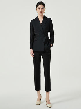 IWY/黑色职业套装女2023年新款高端商务西装外套工作服韩版气质两件套CP12318