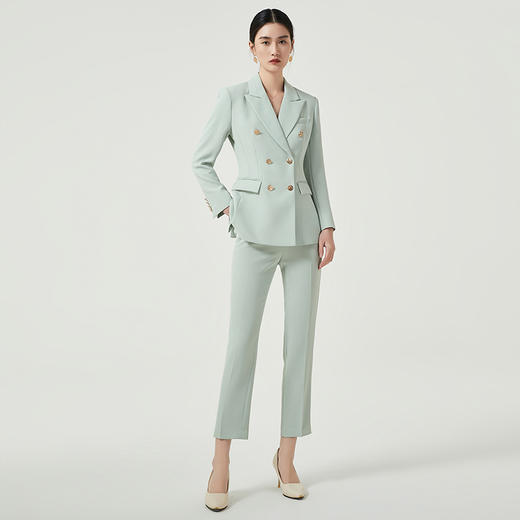 IWY/绿色职业装西装套装女春秋高端定制西服小外套韩版修身正装两件套CP11385 商品图2