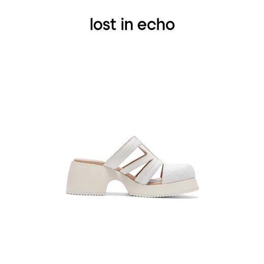 [断码]lost in echo设计师品牌时尚厚底镂空双层马毛百搭舒适穆勒拖鞋女 商品图2