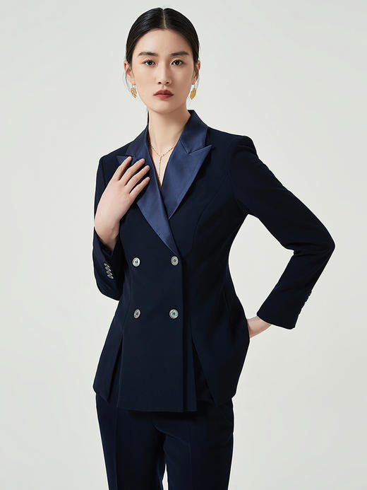 IWY/西装套装女春秋职业装撞色双排扣西服外套面试正装工作服CP12306 商品图1