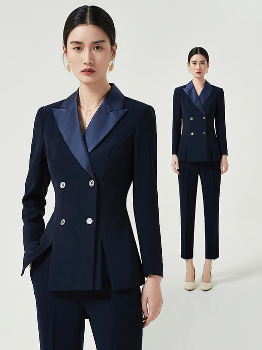 IWY/西装套装女春秋职业装撞色双排扣西服外套面试正装工作服CP12306 商品图0