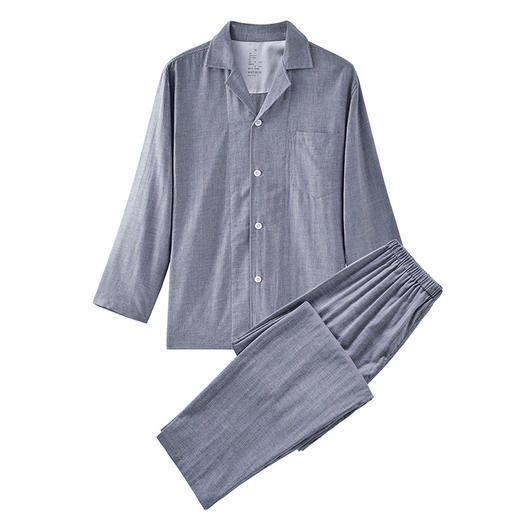 【纯色家居服】纯色家居服全棉双层纱睡衣简约家居服套装男女情侣款 商品图1