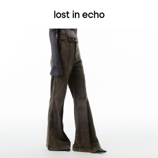 lost in echo设计师品牌时尚雪花水洗西裤式显瘦微喇裤阔腿牛仔裤 商品图2