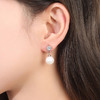 SWZH-ED160六钻镶钻耳钉珍珠耳环长款简约时尚通群耳饰 商品缩略图3