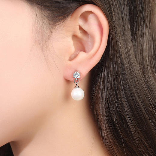 SWZH-ED160六钻镶钻耳钉珍珠耳环长款简约时尚通群耳饰 商品图3