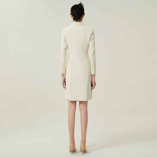 IWY/双排扣杏色西装连衣裙女士长袖气质艺考播音主持人正装礼服女通勤Q824 商品图4