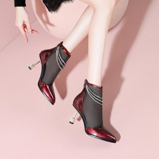 春夏新款，网纱拼接真皮细跟高品质网靴JJ-D867 商品图4